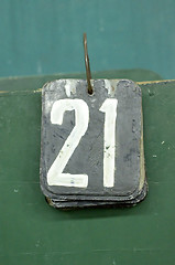 Image showing number tags, twenty one