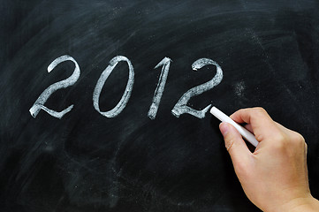 Image showing Blackboard / chalkboard with a handwriting of 2012
