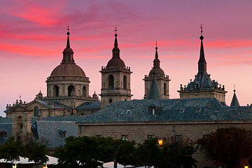 Image showing San Lorenzo de El Escorial Monastery , Spain at Dusk
