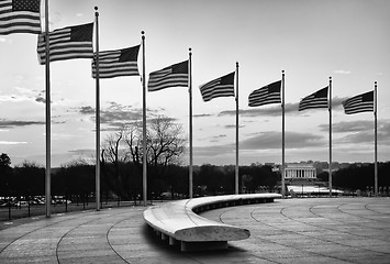 Image showing American Flags with the Lincoln Memorial in the Background