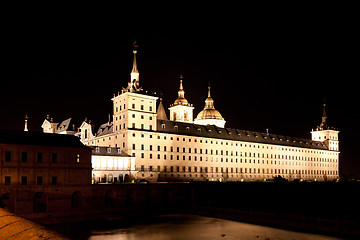 Image showing San Lorenzo de El Escorial Monastery, Spain at Night