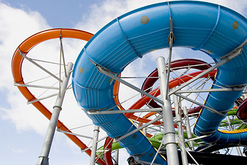 Image showing Colorful water park tubes