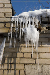 Image showing Icicles on the roof