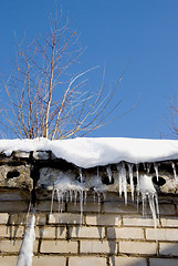 Image showing Icicles and root on the roof