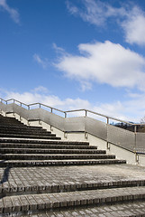 Image showing Stairs with metal handrails