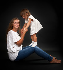 Image showing Mom and baby daughter in the studio