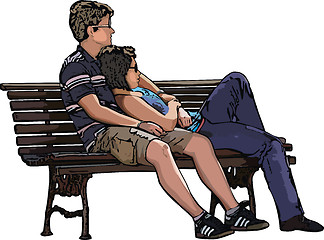 Image showing Lovers on a bench