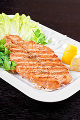 Image showing Grilled salmon steak