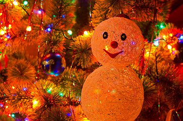 Image showing Christmas fur-tree with snowman