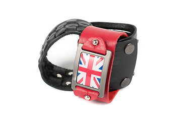 Image showing Men's leather belt with britain flag