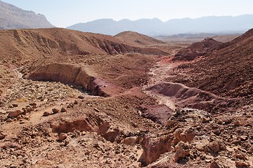 Image showing Scenic desert landscape in Makhtesh Katan crater in desert in Israel