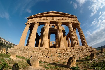 Image showing Fisheye view of Concordia temple in Agrigento, Sicily, Italy