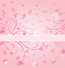 Image showing floral card with heart for Valentine's day