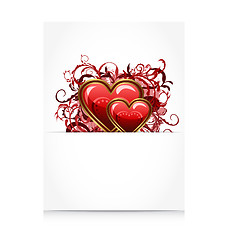 Image showing romantic letter with grunge floral hearts