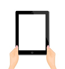 Image showing Illustration of the computer tablet in a hand of the woman - ver