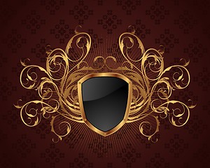 Image showing golden ornate frame with shield