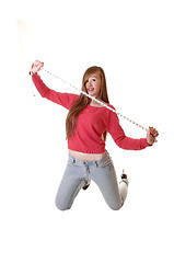 Image showing Girl with measuring tape.