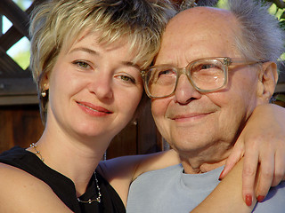 Image showing Young woman and her grandfather