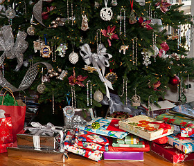 Image showing Decorated christmas tree in home