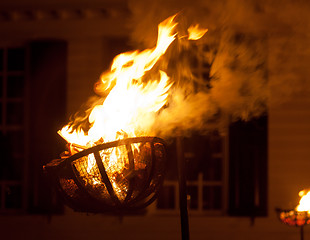 Image showing Old firewood lamp in street