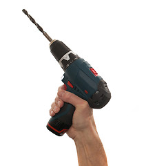 Image showing Senior mans arm holding a power drill