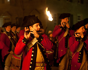 Image showing Marching soldiers in Colonial Williamsburg