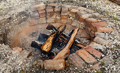 Image showing Old brick firepit