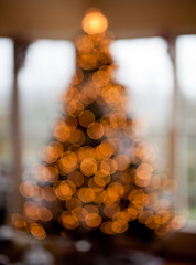 Image showing Blurred christmas tree in home