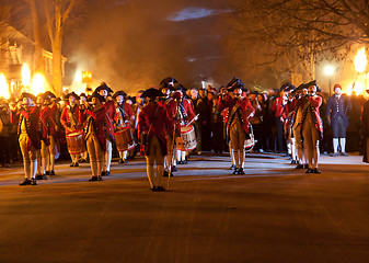 Image showing Marching soldiers in Colonial Williamsburg