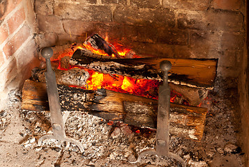 Image showing Old brick fireplace