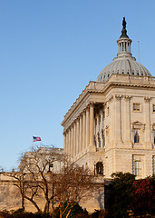 Image showing Flag flies in front of Capitol in DC