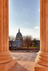 Image showing Pllars of Supreme court and Capitol