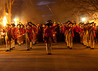 Image showing Marching soldiers in Colonial Williamsburg