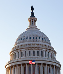 Image showing Flag flies in front of Capitol in DC