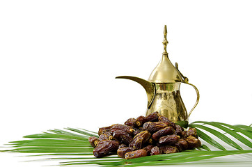 Image showing Arabic Coffee with Dates Fruit 