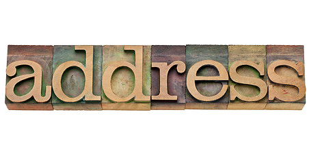 Image showing address word in letterpress type