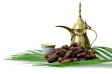 Image showing Arabic Coffee with Dates Fruit