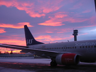 Image showing OSL Gardermoen sunset