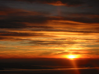 Image showing Sunset over Oslo from Aircraft