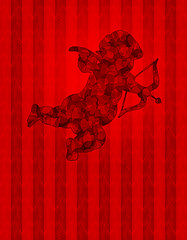Image showing Valentines Day Cupid with Pattern Hearts on Wallpaper Background