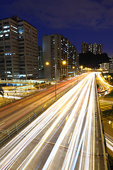 Image showing light trails in mega city