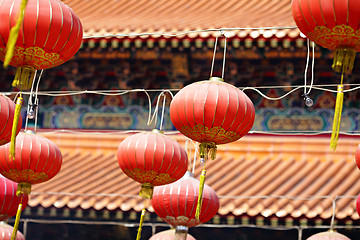 Image showing red lantern in chinese temple