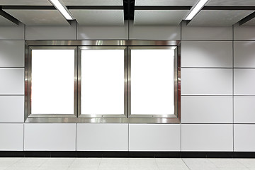 Image showing Blank billboard in metro station