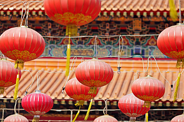 Image showing red lantern in chinese temple