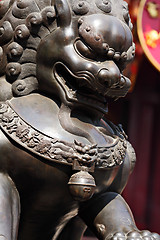 Image showing Bronze lion in chinese temple