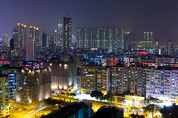 Image showing apartment buildings at night