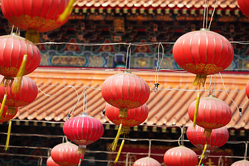 Image showing red lantern in chinese temple