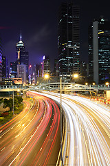 Image showing light trails in mega city