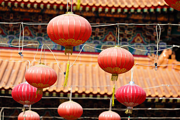 Image showing red lantern in chinese temple