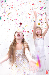 Image showing Two happy laughing girls 